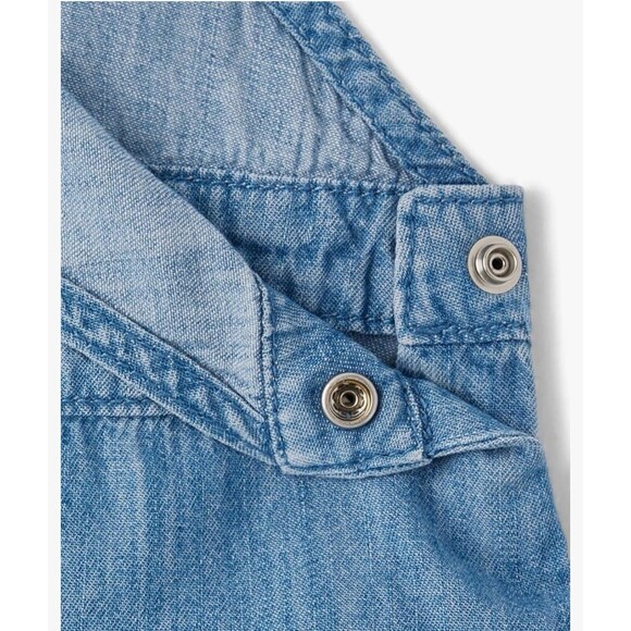 The Childrens Place 4T Denim Ruffle Overalls Dress Snap Straps Girls Toddler - Picture 4 of 6